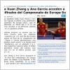 Ana García -MEDALLA DE BRONCE DOBLES- en los Campeonatos de Europa U21 en  Minsk -Bielorrusia-.