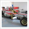 Los HRT de F-1 aguardan en boxes su traslado al Museo del Motor del Circuito de Jerez