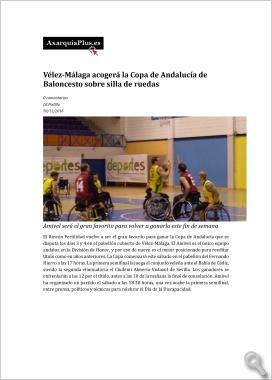 Vélez-Málaga acogerá la Copa de Andalucía de Baloncesto sobre silla de ruedas