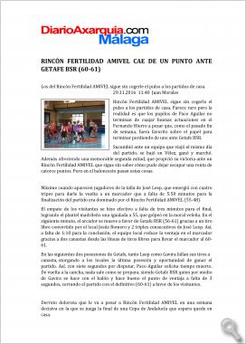 RINCÓN FERTILIDAD AMIVEL CAE DE UN PUNTO ANTE GETAFE BSR (60-61)