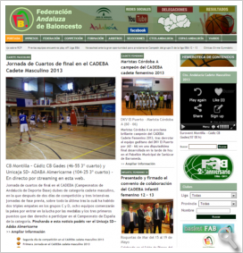web de la Federación Andaluza de baloncesto en Granada
