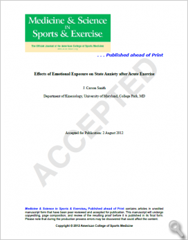 Effects of Emotional Exposure on State Anxiety after Acute Exercise 
