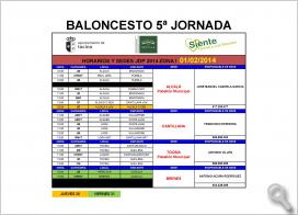 Baloncesto 5ª  jornada de competiciones. Actividades Deportivas Provinciales Zona I