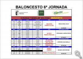 6ª  jornada de baloncesto. Actividades Deportivas Provinciales Zona I.