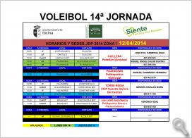 VOLEIBOL Horarios y Sedes 14ª jornada . Actividades Deportivas Provinciales. Zona I 2013-2014