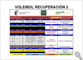 VOLEIBOL Horarios y Sedes 15ª jornada . Actividades Deportivas Provinciales. Zona I 2013-2014