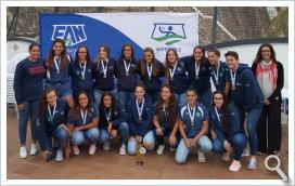 Aretxabaleta, con el primer equipo femenino tras ganar la Copa de Andalucía.