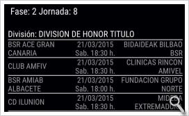 Clínicas Rincón Amivel BSR. Partidos 8 Jornada de Liga Nacional BSR