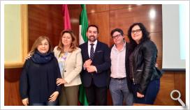 Representantes de la FAB junto a Pilar Salazar, delegada territorial de Turismo y Deporte en Jaén, y Antonio Fernández,.